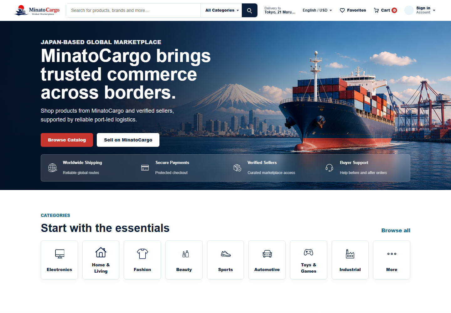 MinatoCargo marketplace preview